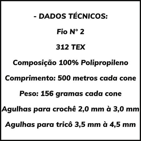 Imagem de Linha Liza Moda Grossa Fio Espessura n2 de 312 TEX Circulo 500 Metros para Trança de Cabelo e Crochê