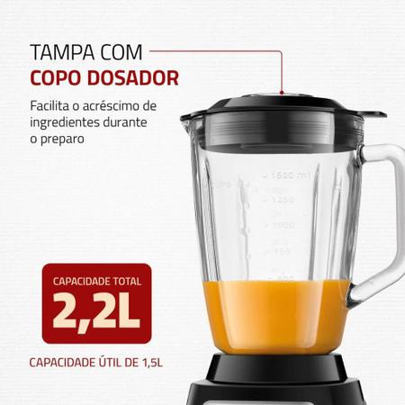 Imagem de Liquidificador 12 velocidades 1400W Turbo Glass com copo de vidro - L1400-GI - Mondial