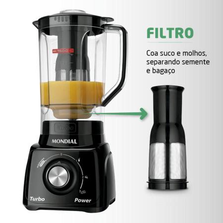 Imagem de Liquidificador 2,2 L Mondial Turbo Power L-99-FB 500W 3 Vel.