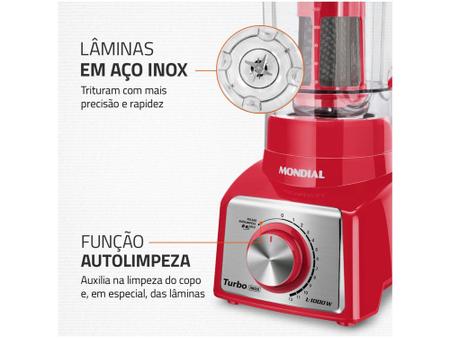 Imagem de Liquidificador Mondial L-1000 RI - Vermelho e Inox Com Filtro 12 Velocidades 1000W