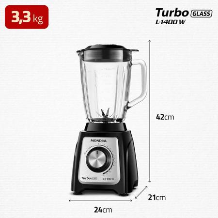 Imagem de Liquidificador Mondial L-1400-GI Turbo Glass Jarra de Vidro PT INX 1400W