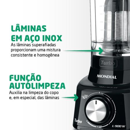 Imagem de Liquidificador Mondial L-900 com Filtro  Copo de Acrílico, 5 Velocidades + Pulsar, 900W, Preto