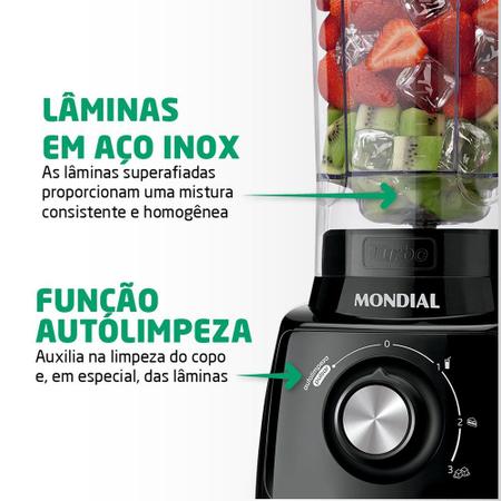 Imagem de Liquidificador Mondial L-99 com Filtro  Copo Cristal, 3 Velocidades + Pulsar, 550W, Preto