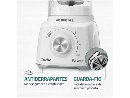 LIQUIDIFICADOR MONDIAL L99 TURBO FILTRO 3V. 500W BRANCO 220 VOLTS