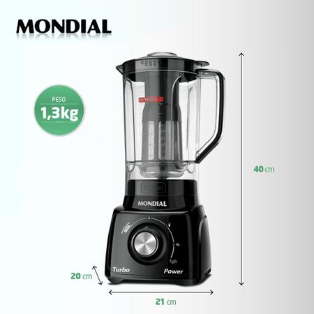 Liquidificador Mondial L99FB Turbo Filtro 3V. 550W 1518-01 Preto