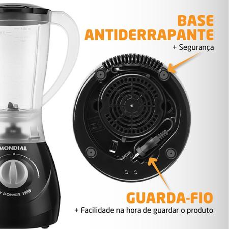 Imagem de Liquidificador Mondial Power Black 2L 550W L-29 6800-01 Preto 110 VOLTS - Mondial