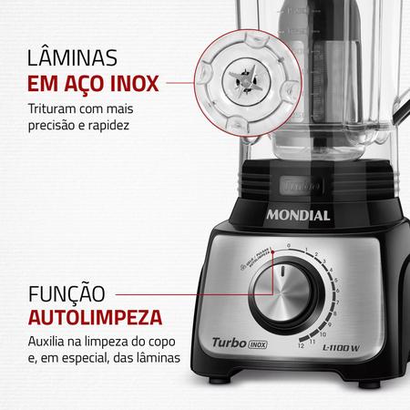 Imagem de Liquidificador Mondial Turbo Inox 3L L-1100-BI
