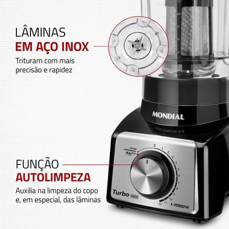 Imagem de Liquidificador Turbo Mondial  Black Inox L-1000 BI