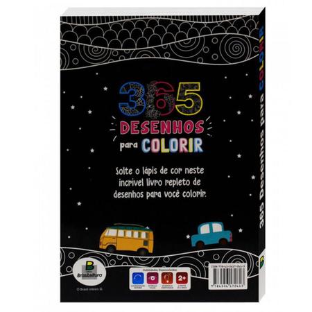 Livro Infantil 365 Desenhos Para Colorir Preto Brasileitura 1144847 -  Papelaria Criativa