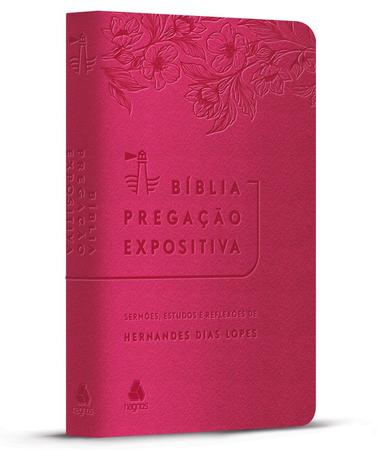 Imagem de Livro - Bíblia Pregação Expositiva | RA | PU luxo rosa Flores