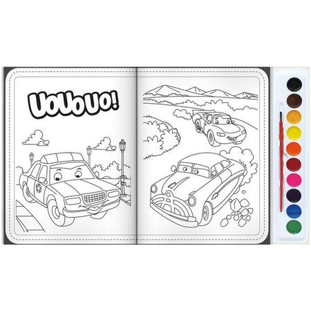 Livro Brincando com Aquarela: Carros Crianças Filhos Infantil