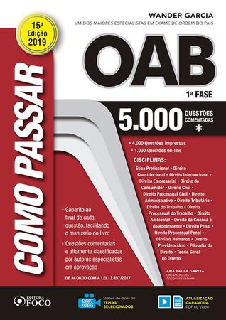 Imagem de Livro - Como passar na OAB - 5.000 questões - 15ª edições - 2019