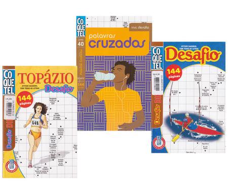Imagem de Livro Coquetel Palavras Cruzadas Difícil Desafio Topázio - Kit 3 Volumes