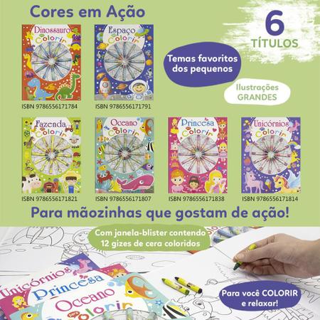 Livro Infantil Cores Em Ação! Dinossauro Para Colorir - Brasileitura