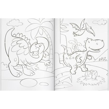 Desenho Para Colorir dinossauro na grama - Imagens Grátis Para