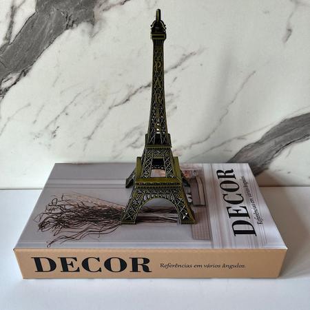 Imagem de Livro de papelão decorativo e enfeite de metal torre Paris