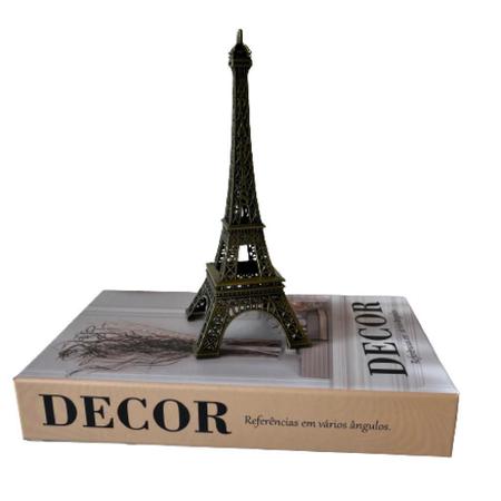 Imagem de Livro de papelão decorativo e enfeite de metal torre Paris