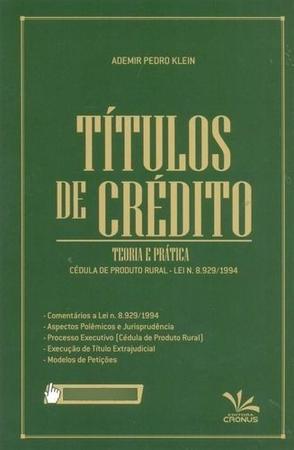Imagem de Livro de Títulos de Crédito: Teoria e Prática no Agronegócio - Editora Cronus