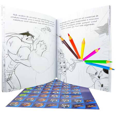 Livro Doodle Marvel Pintar e Colorir + Jogo de Dominó Vingadores