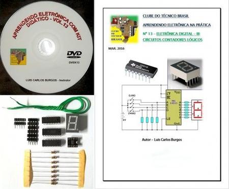 Imagem de  Livro,DVD aula e kit. Eletrônica Digital III:Circuitos Contadores Lógicos V.13 