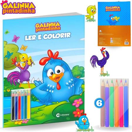 Ler e Colorir com Lápis, Galinha Pintadinha