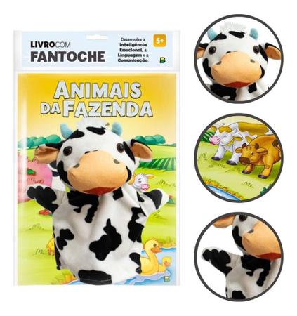 Imagem de Livro Infantil C/ Fantoche Vaca Vaquinha: Animais Da Fazenda - Montessori Desenvolve Expressao Oral