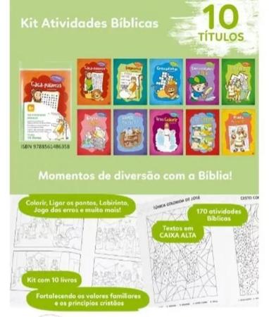 Imagem de Livro Infantil Coleção Atividades Bíblicas Aprendendo Kit Com 10 Livros Todolivro