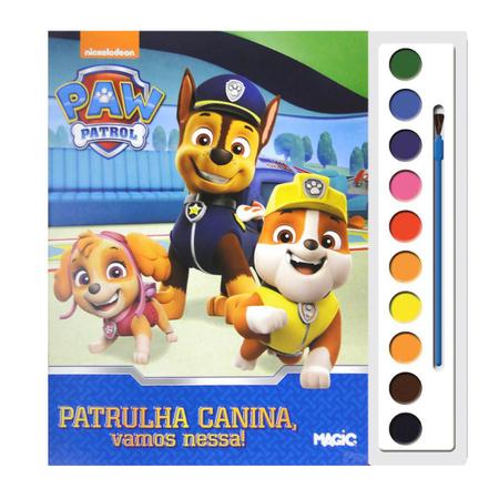 Livro Infantil Aquarela - Patrulha Canina - Vamos Nessa - Pintura Colorir