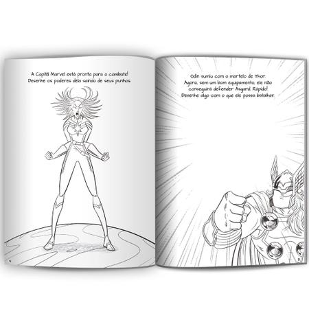 Livro Doodle Marvel Pintar e Colorir + Jogo de Dominó Vingadores