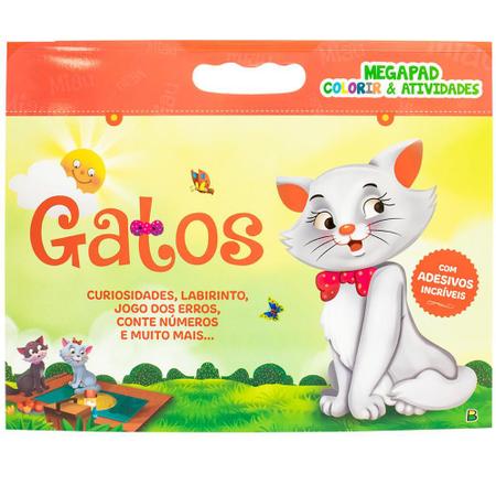 Livro de colorir kawaii desenhado à mão com gatos