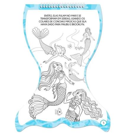Imagem de Livro para Colorir com Adesivos Barbie Malibu e Barbie Brooklyn: Aventura Subaquática em Sereias