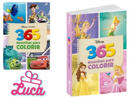 Kit Livros De Colorir 365 Desenhos Disney Pixar Princesas