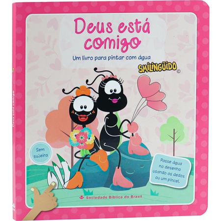 Imagem de Livro Para Pintar Com Água Smilinguido Rosa - Deus Esta Comigo - Sociedade Bíblica Do Brasil - SBB