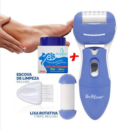 Imagem de Lixa Pés Elétrica Esfoliador Calos Pedicure Portatil + Creme Hidratante