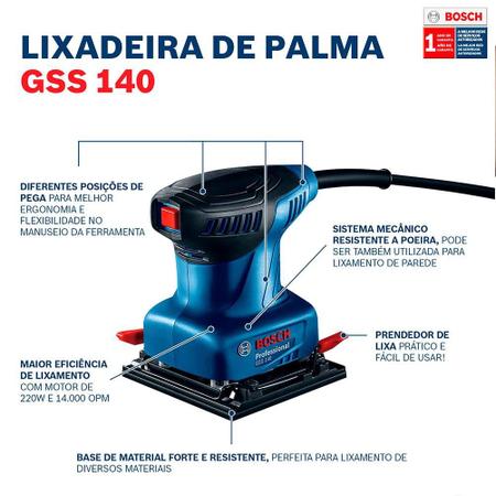 Imagem de Lixadeira de Palma Orbital 220W GSS 140 Professional BOSCH