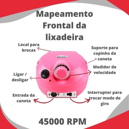 Imagem de Lixadeira De Unha Elétrica Bivolt Profissional 45000Rpm