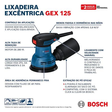 Imagem de Lixadeira Roto Orbital Professional Bosch Gex 125  280W 127 ou 220V