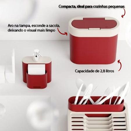 Imagem de Lixeira 2,8 Litros De Click Cesto De Lixo Cozinha Pia Bancada - 17003 Coza