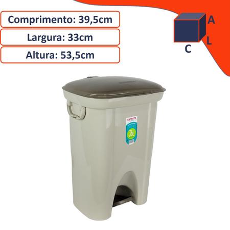 Imagem de Lixeira 36 Litros De Pedal Com Alças Cesto Lixo Cozinha Banheiro Escritório - 298 Sanremo