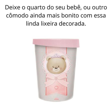 Imagem de Lixeira 5,3 Lts Decorada Rosa Azul Infantil Quarto Plasutil