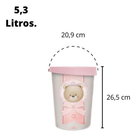 Imagem de Lixeira 5,3 Lts Decorada Rosa Azul Infantil Quarto Plasutil