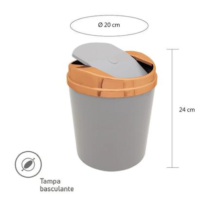 Imagem de Lixeira 5L com Tampa Basculante Rosè Gold Casa Rotaplast