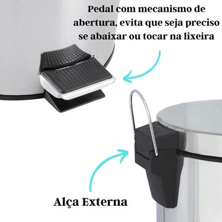 Imagem de Lixeira Aço Inox 3 Litros Com Pedal Tampa Cesto Removível Para Cozinha Banheiro