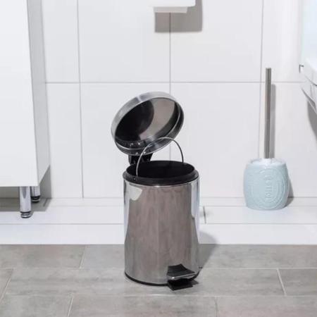 Imagem de Lixeira Aço Inox 3 Litros Com Pedal Tampa Cesto Removível Para Cozinha Banheiro