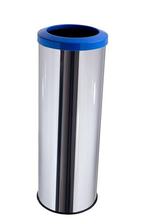 Imagem de Lixeira Aço Inox Com Aro Plástico 30 Litros Lixo Reciclavel
