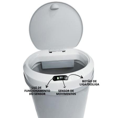 Imagem de Lixeira Automática Com Sensor Inteligente De Proximidade Cinza 12 Litros Cozinha Banheiro