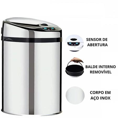 Imagem de Lixeira Automática Inox 30 Lts Premium Sensor Banheiro Kzi