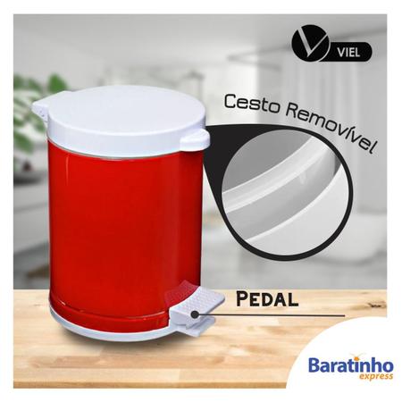 Imagem de Lixeira Banheiro 4,5l Pedal Cesto Balde Plástico Interno