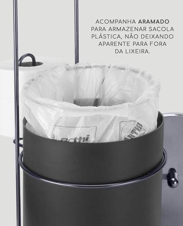 Imagem de Lixeira Banheiro Com Suporte Papel Higiênico Inox Premium