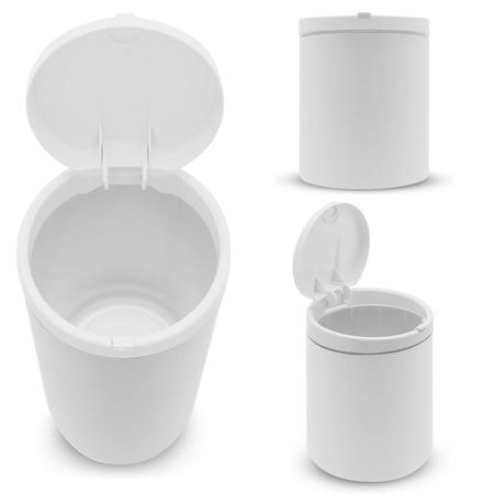 Imagem de Lixeira Banheiro Cozinha 6 Litros Cesto de Lixo Multiuso Plástico Clicar Viel Branca